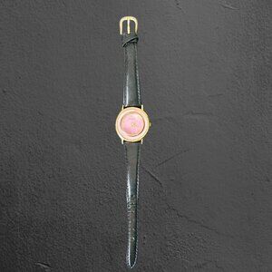 Vintage Fossil Pink Quartz Leather Band Watch